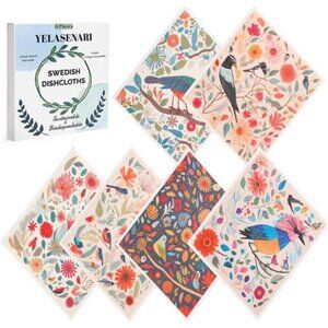 Swedish Dishcloths for Kitchen Reusable 6 Pack Kitchen Towels No Odor Quick-Dry
